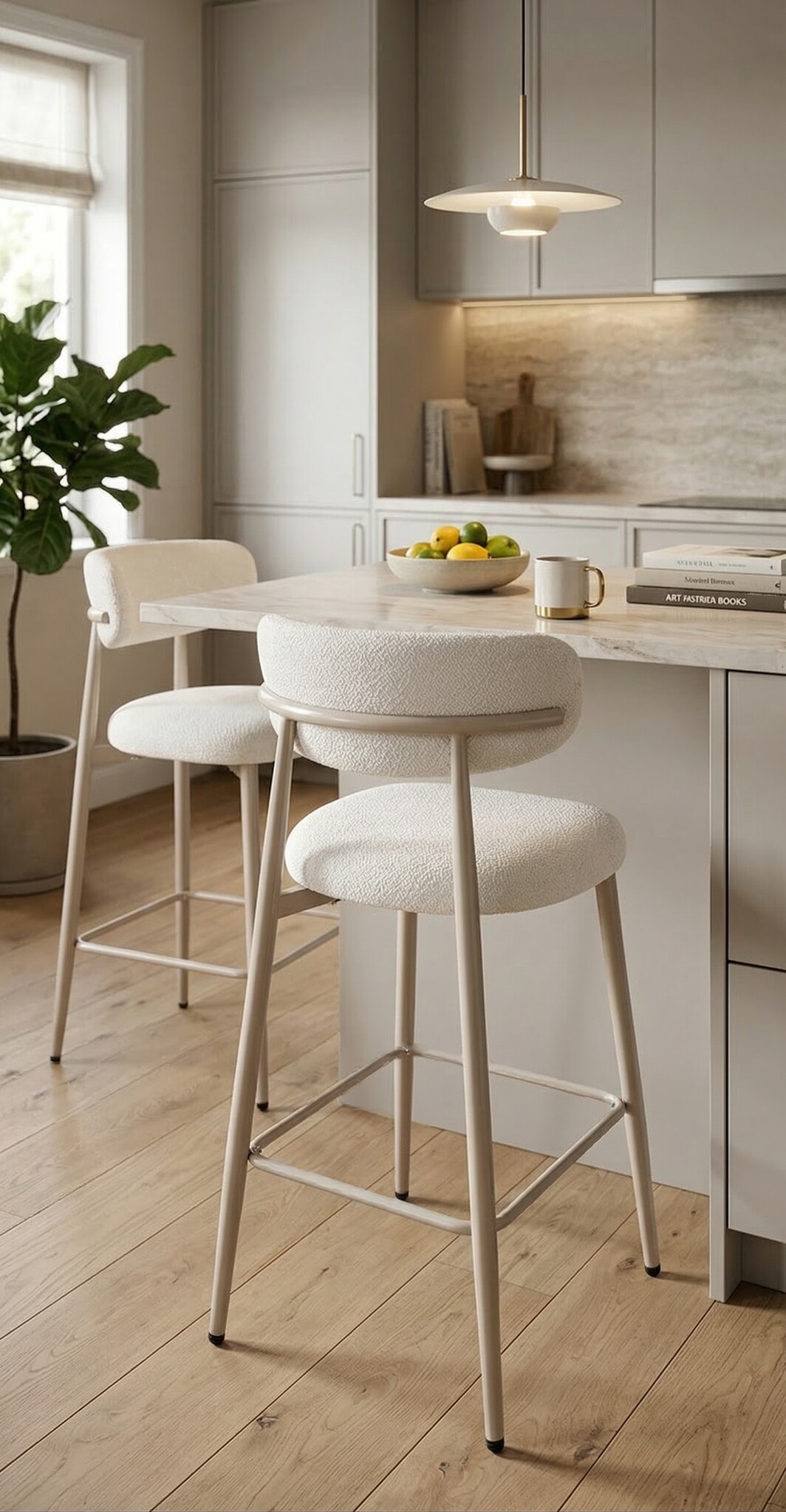 Barkruk Sofia - Licht Beige - Beige - Japandi