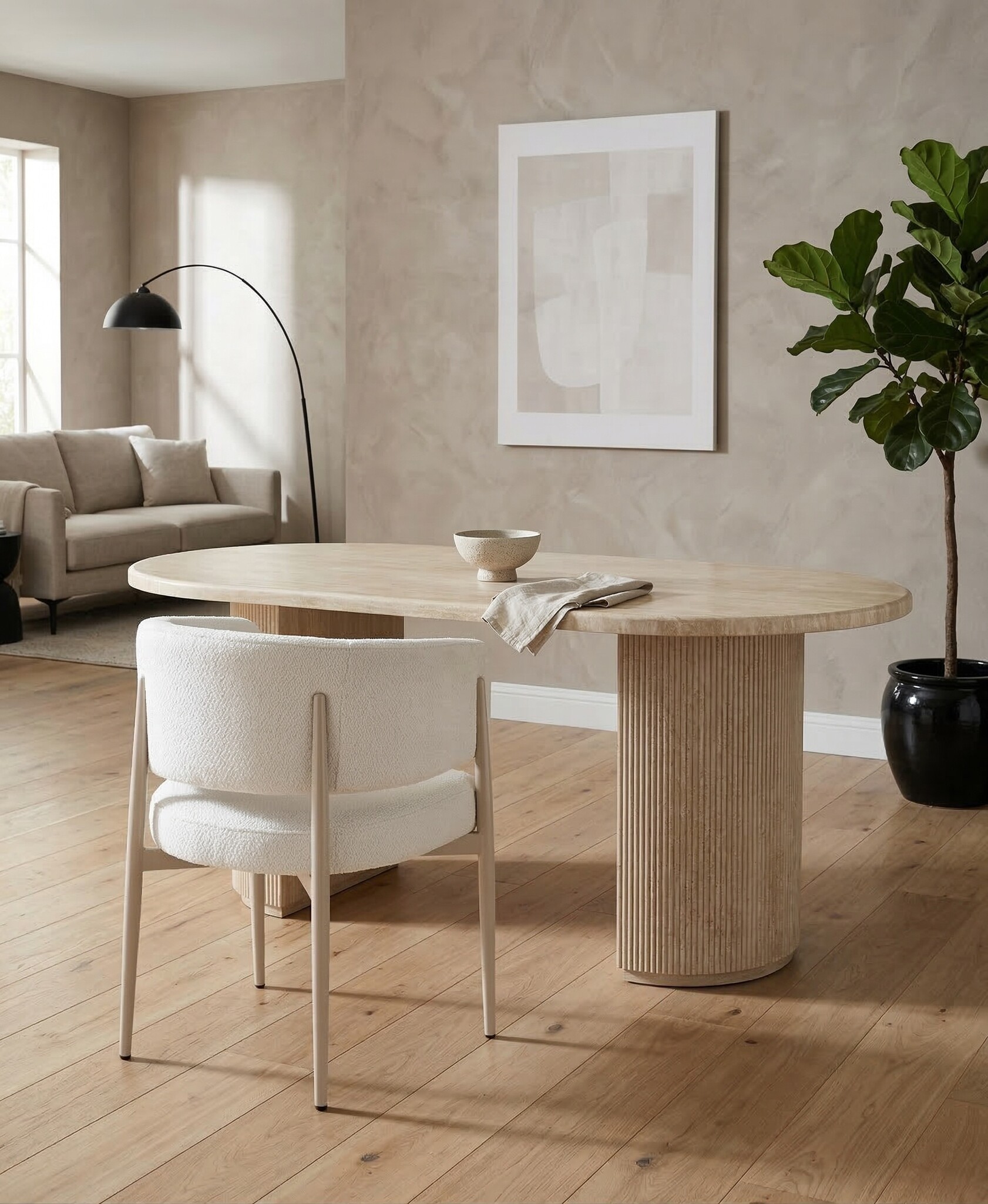 Eetkamerstoel Sorano - Warm Beige - Japandi