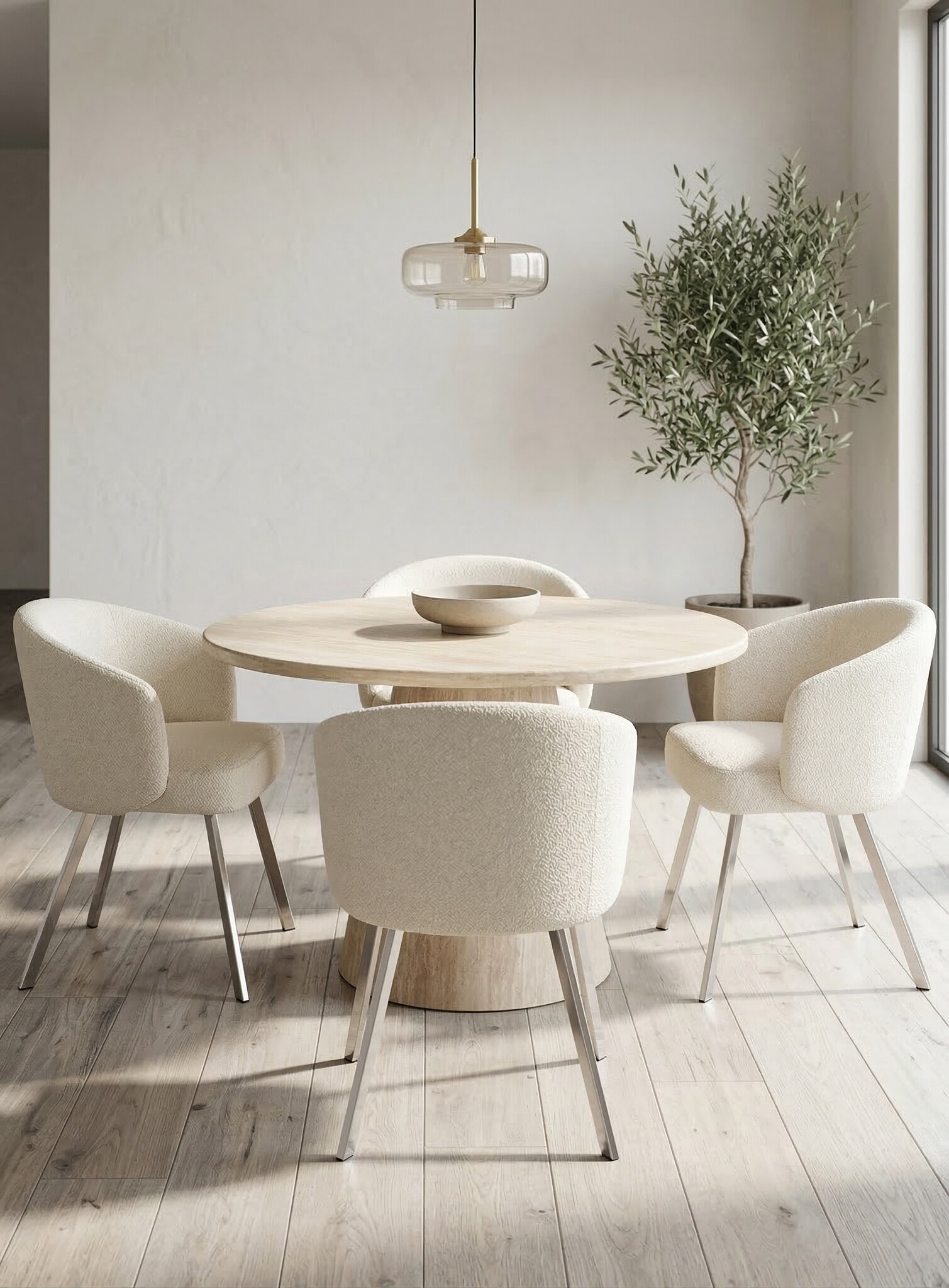 Eetkamerstoel Yuka - Licht Beige - Japandi