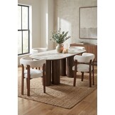 Eetkamerstoel Kohaku - Warm Beige - Walnoot - Japandi