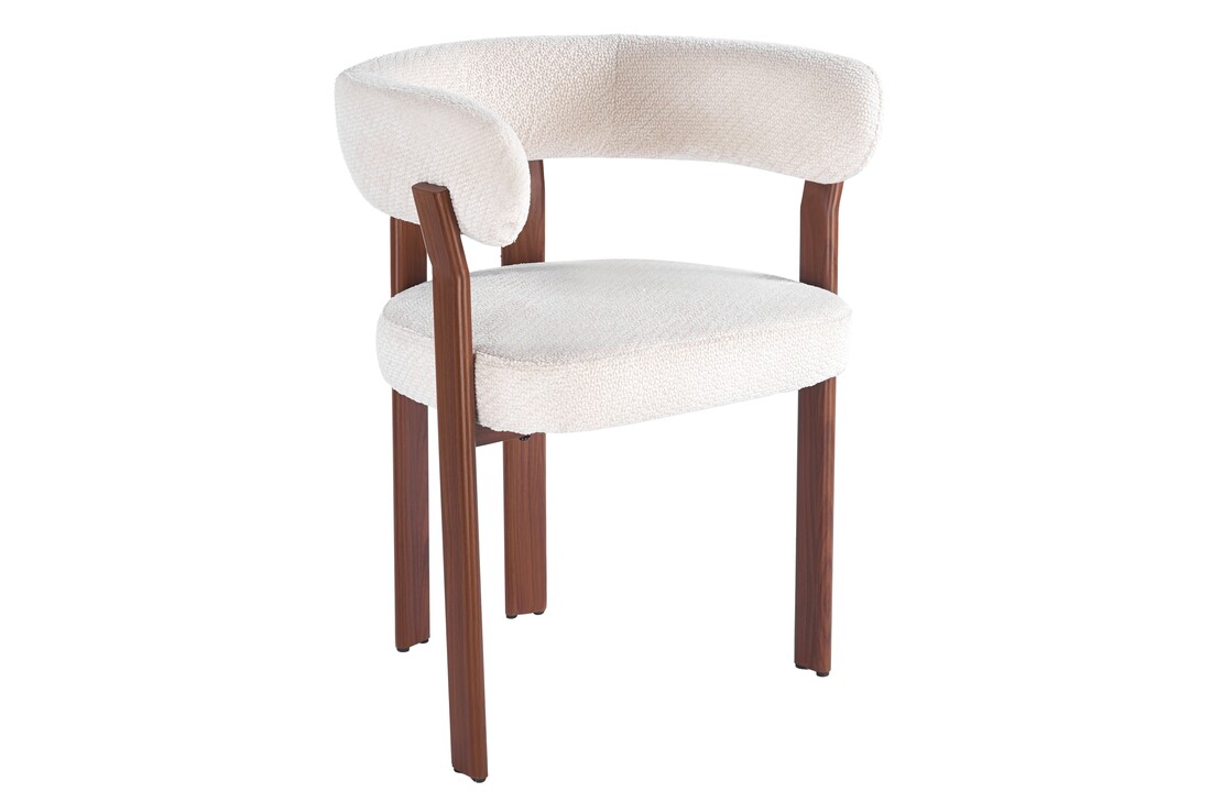 Eetkamerstoel Kohaku - Warm Beige - Walnoot - Japandi