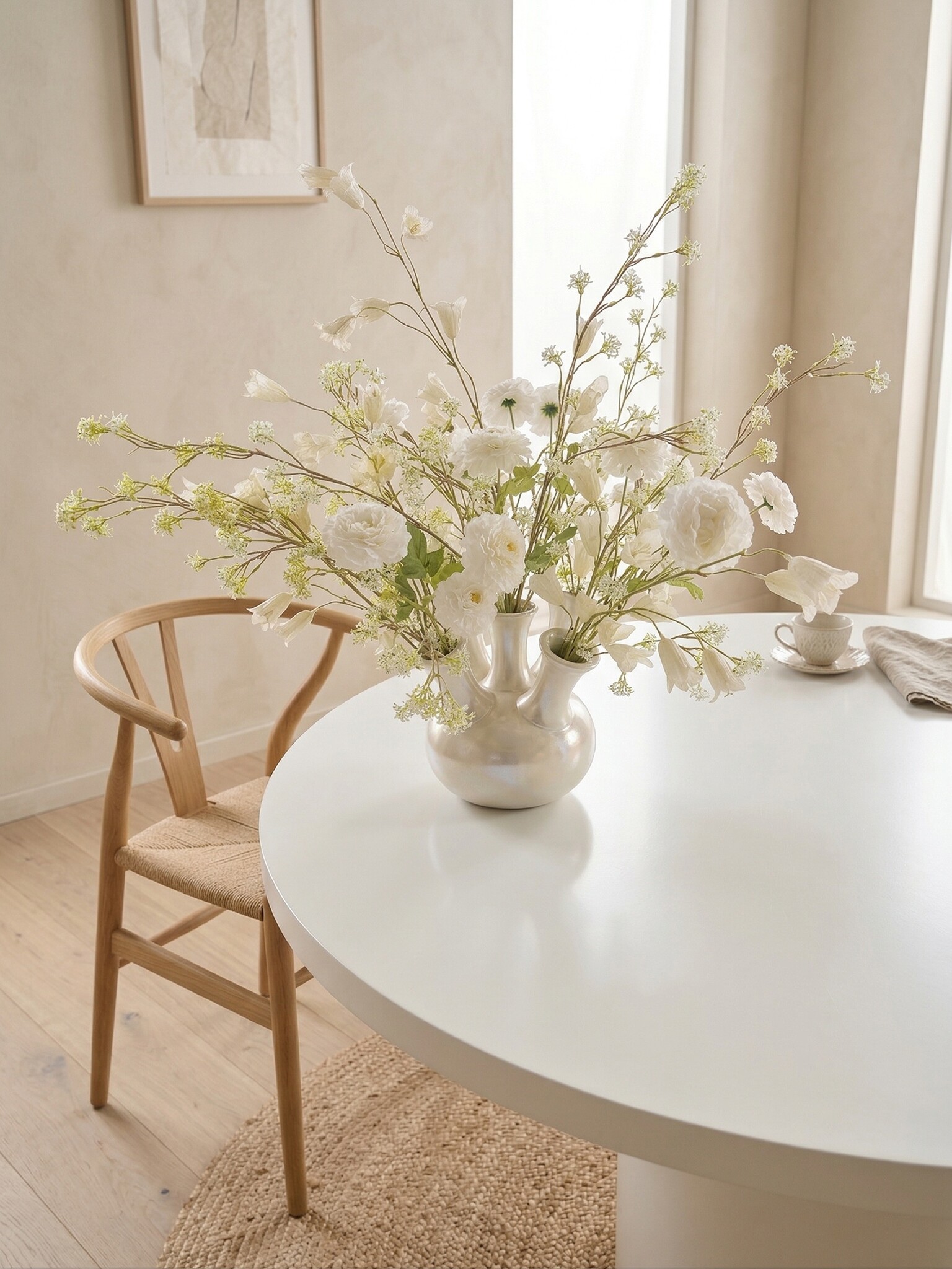 Zijden boeket | White Nature klein  - 12 stelen