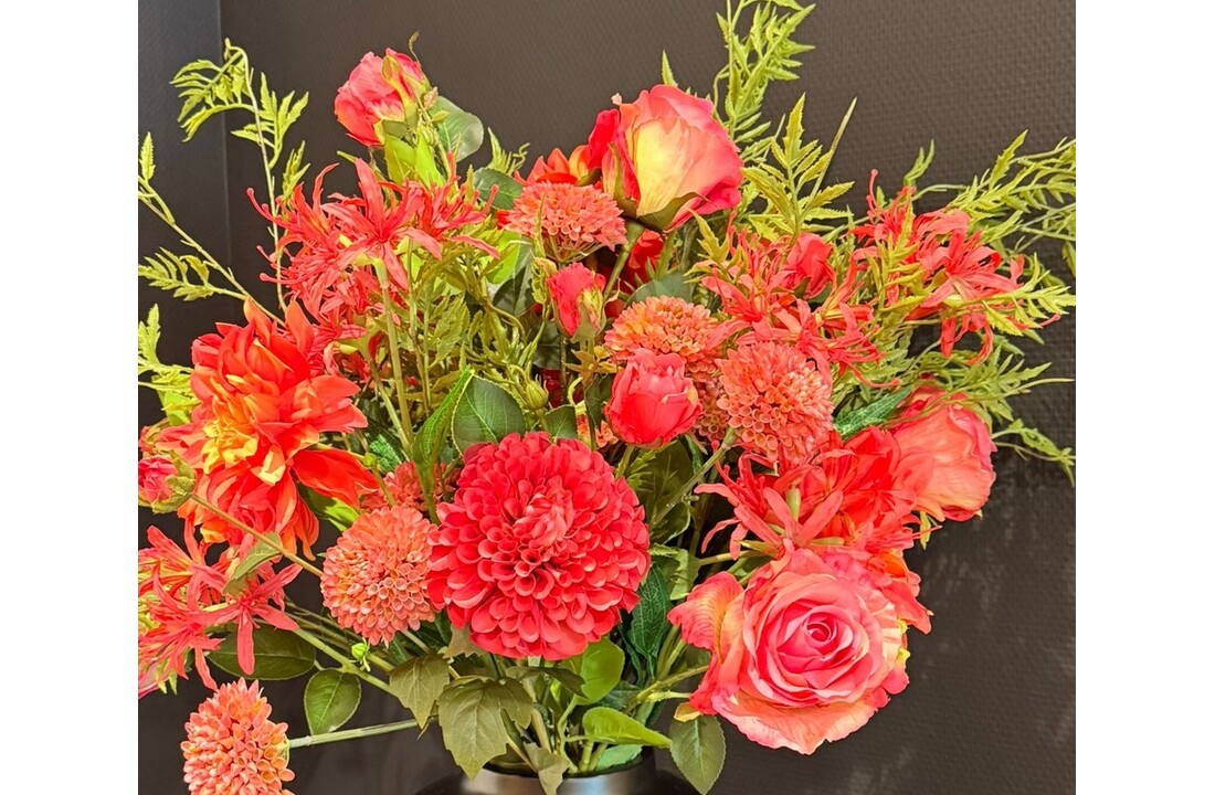 Zijden boeket | Coral Sunset  - 17 stelen