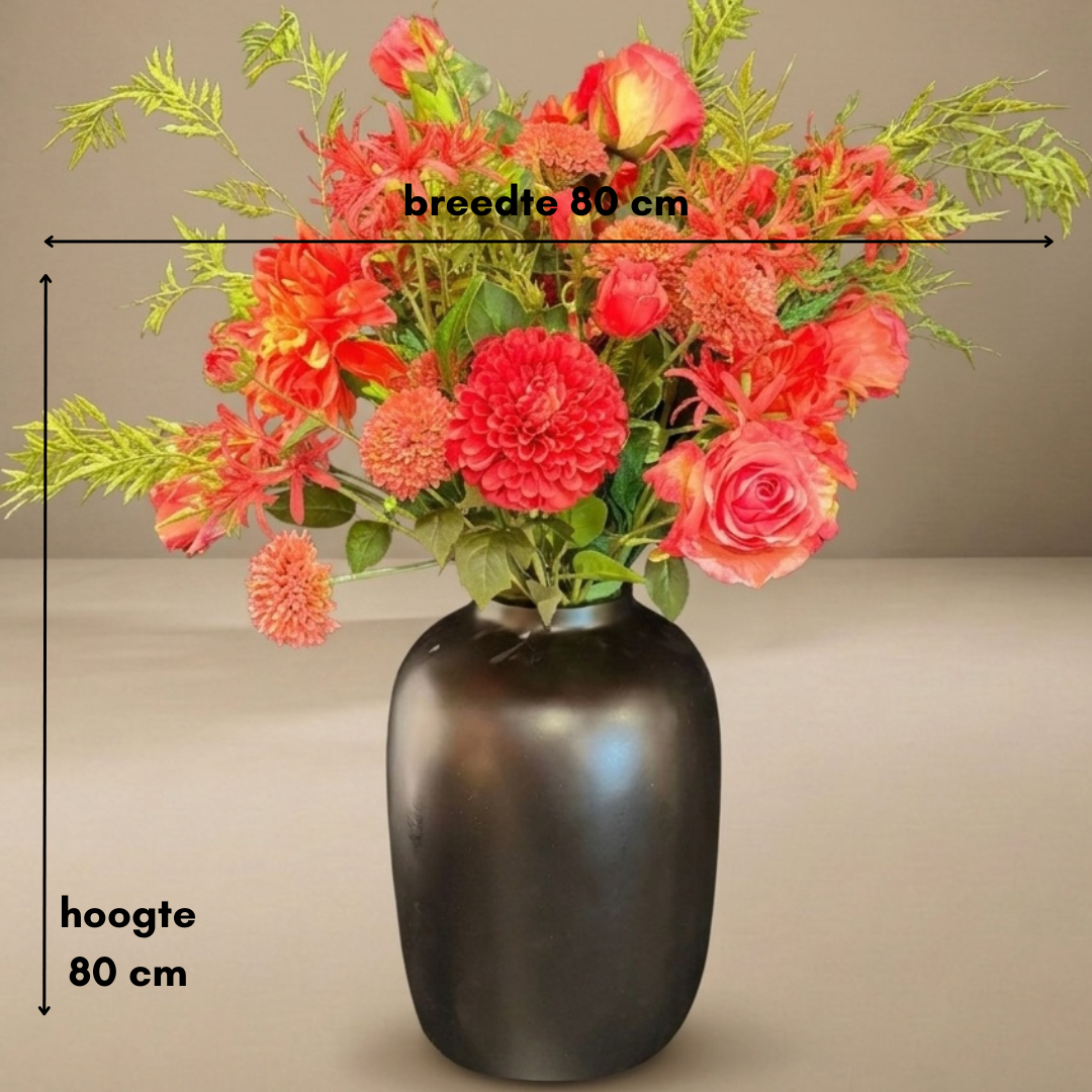 Zijden boeket | Coral Sunset  - 17 stelen