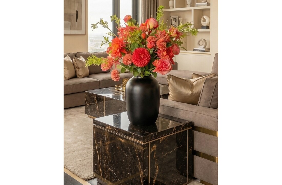 Zijden boeket | Coral Sunset  - 17 stelen