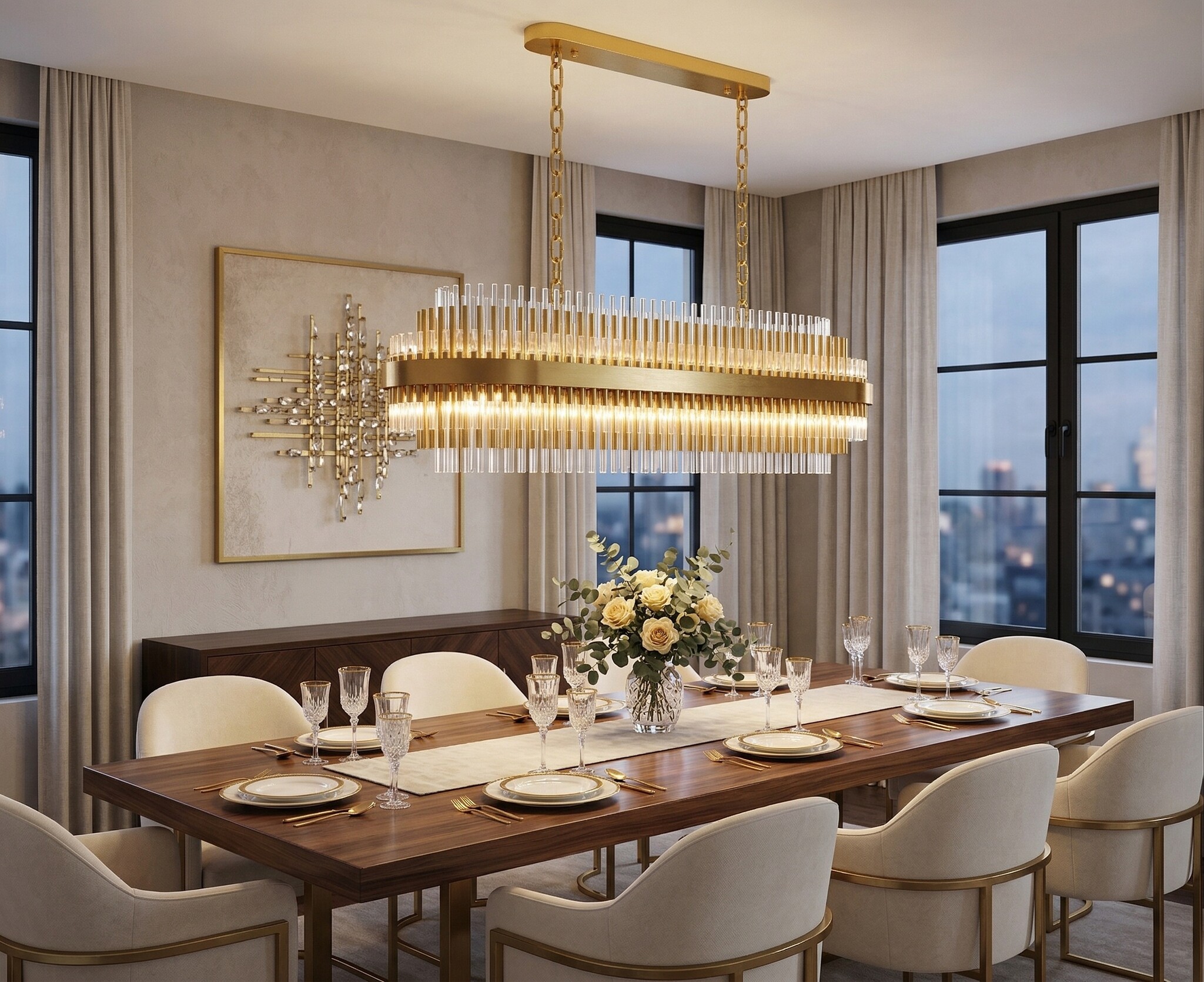 Hanglamp Lumina Grandeur  - Ovaal | goud - 100  cm