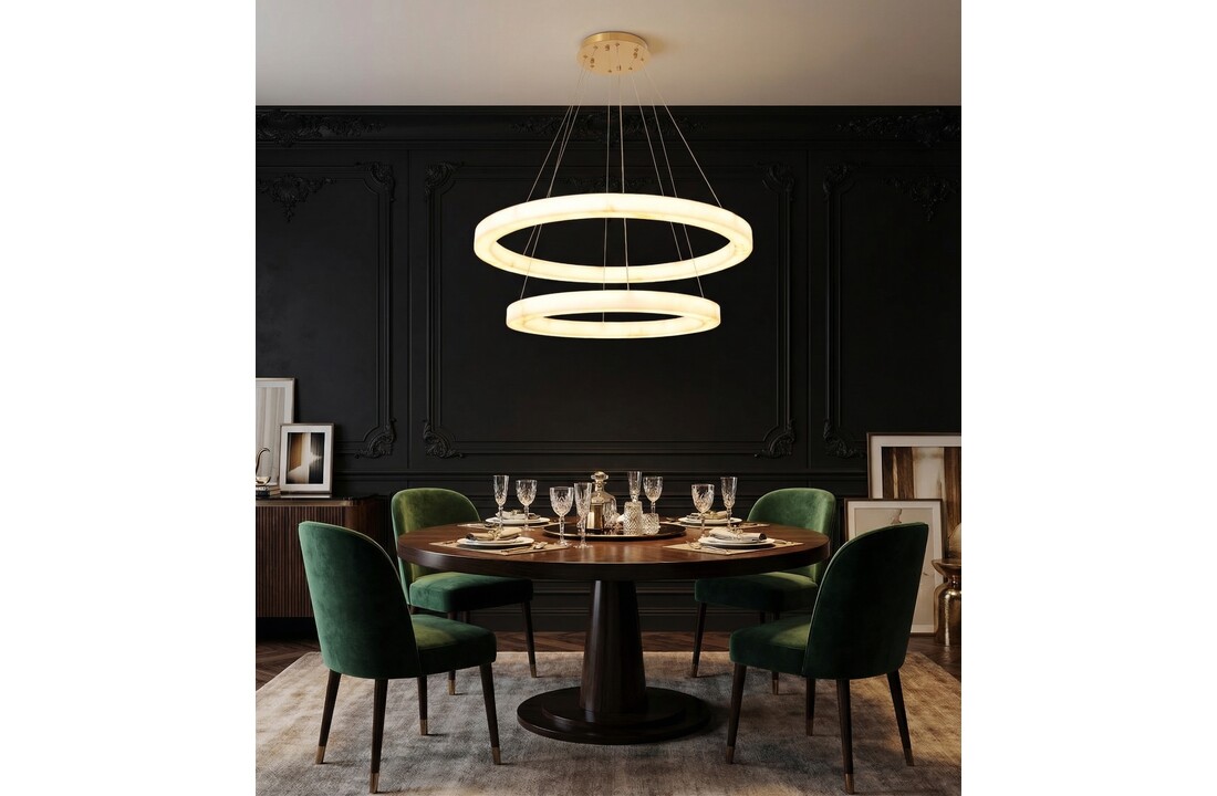 Hanglamp Solanas Faux Alabast - Dia 60 + Dia 80 cm