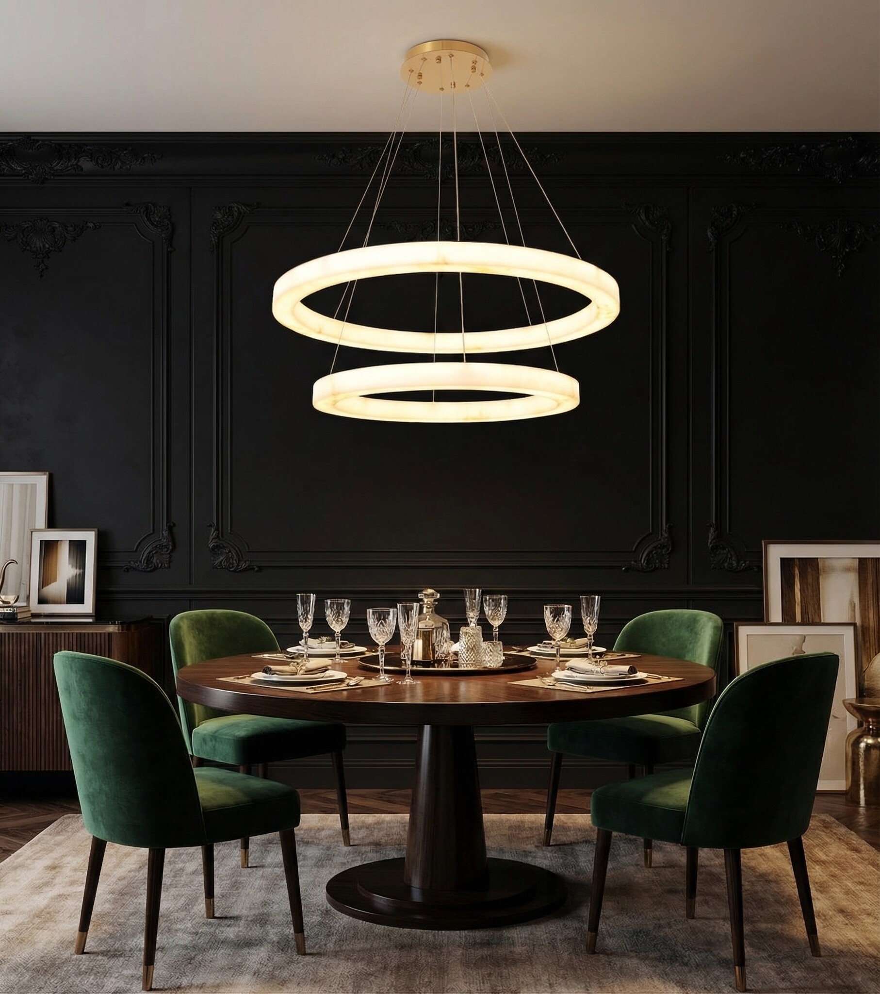 Hanglamp Solanas Faux Alabast - Dia 60 + Dia 80 cm