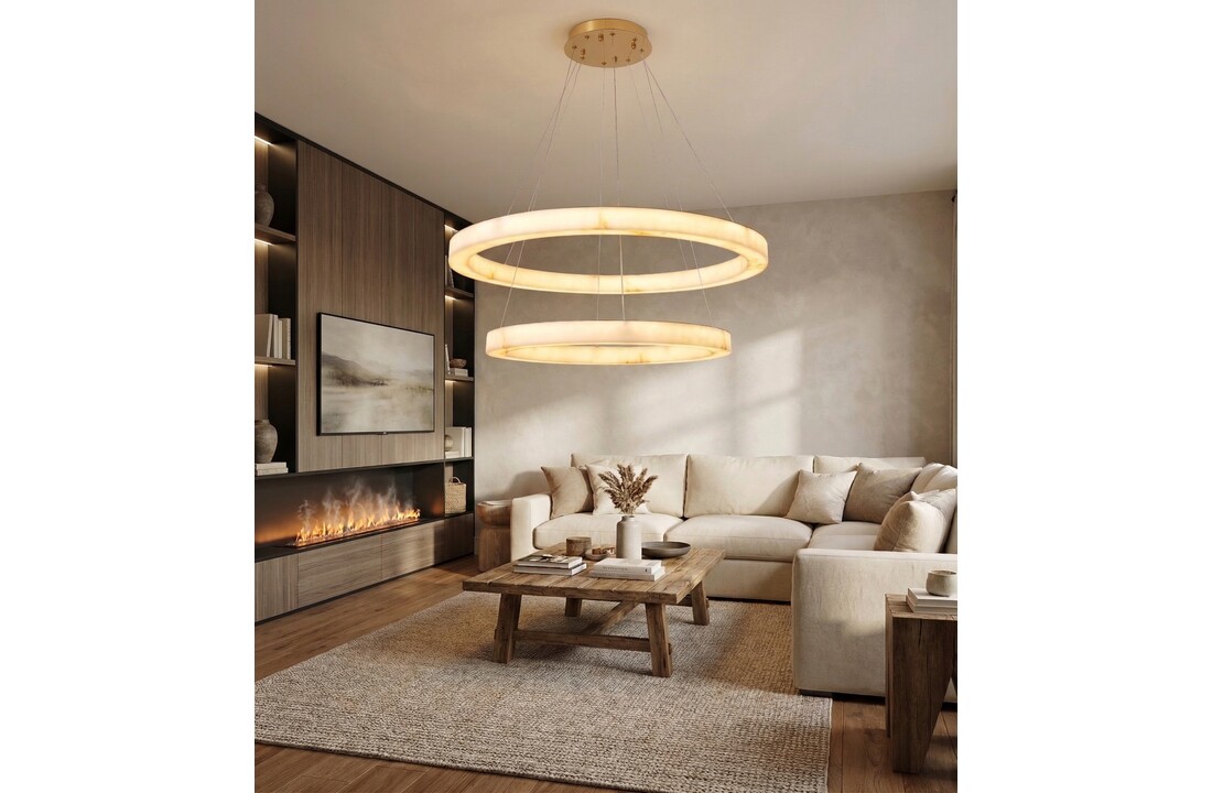 Hanglamp Solanas Faux Alabast - Dia 60 + Dia 80 cm