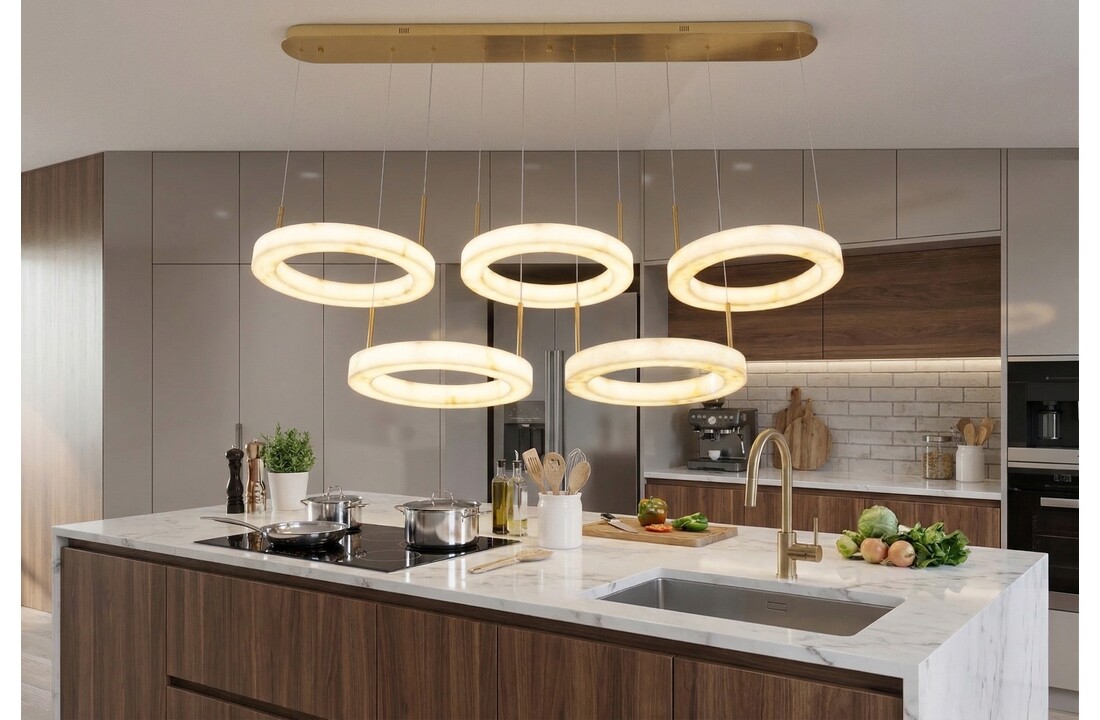 Hanglamp Solanas Faux Alabast - 5 x D40 cm