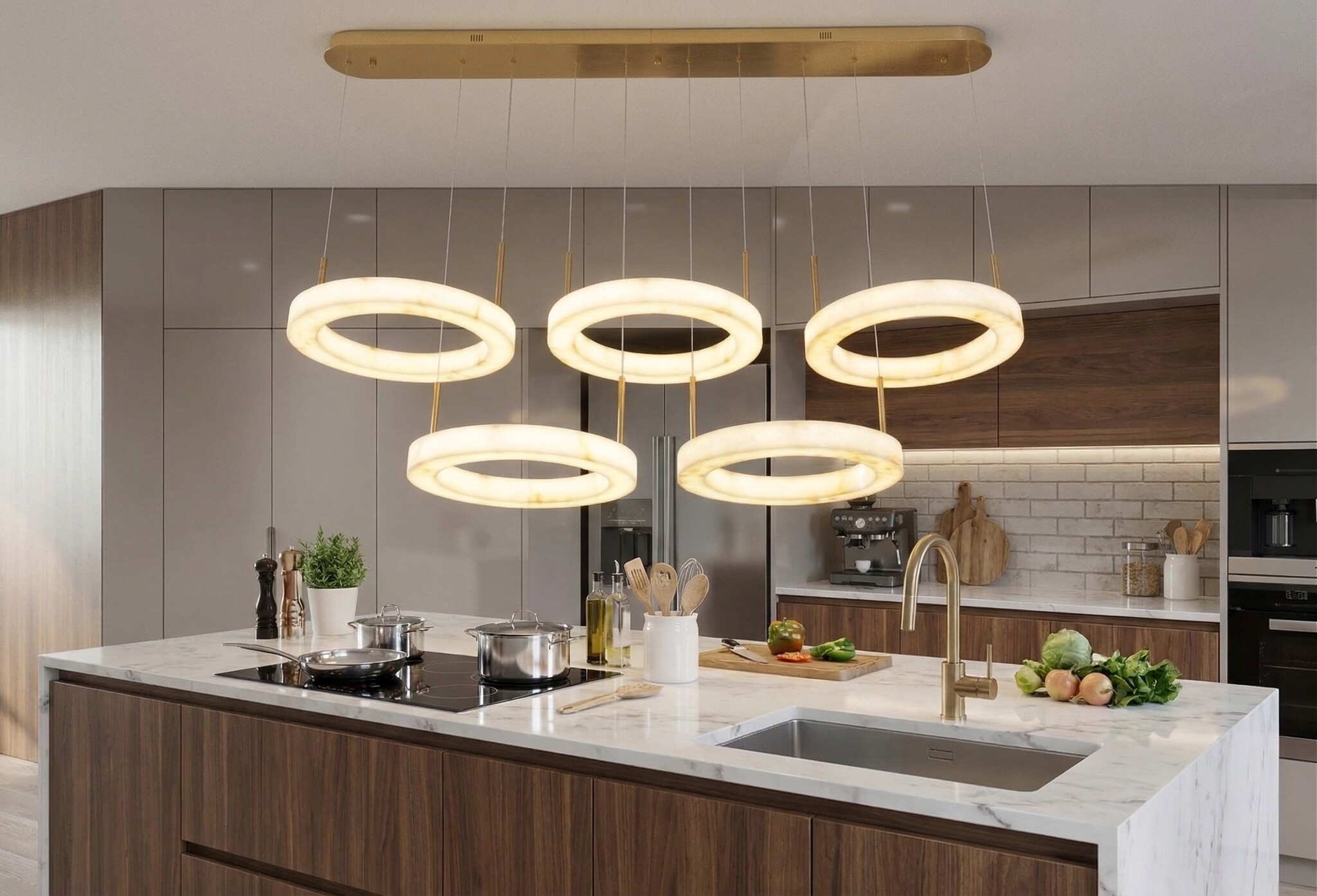 Hanglamp Solanas Faux Alabast - 5 x D40 cm