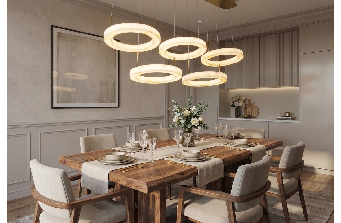 Hanglamp Solanas Faux Alabast - 5 x D40 cm