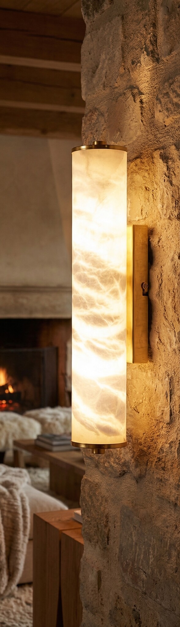 Wandlamp Lucano Albast natuursteen - H30 cm