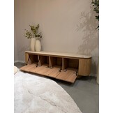 Tv-meubel - Atlanta - Travertin marmer | Eiken - L180 x B40 x H50 cm