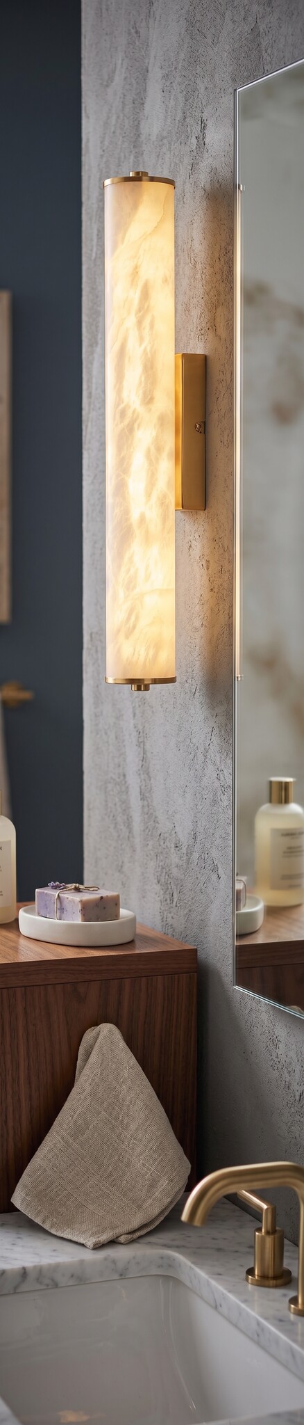 Wandlamp Lucano Albast natuursteen - H45 cm