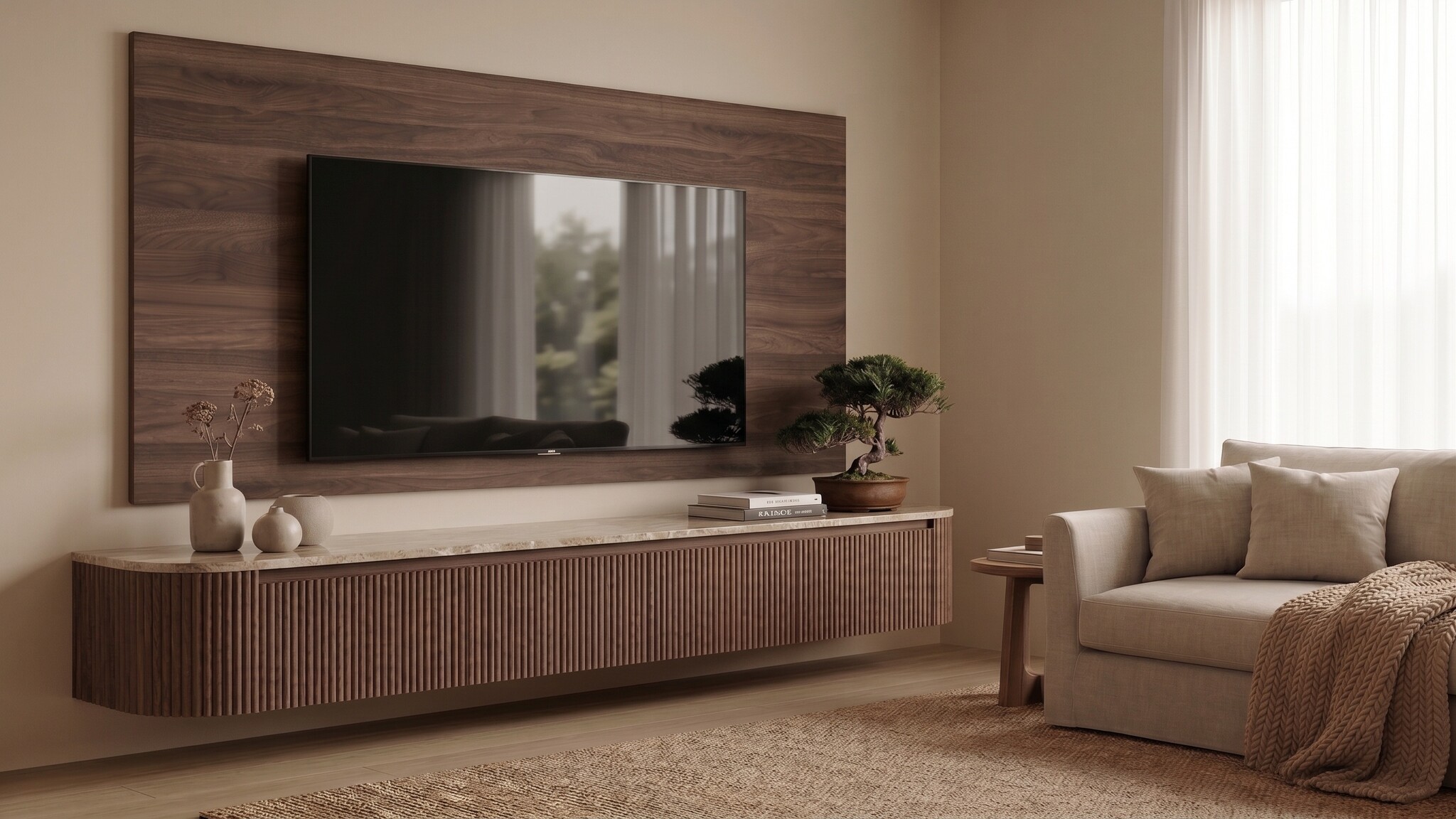 TV-Decorplaat Walnoot - Portofino - L200 x H122 x D1.8 cm - Copy