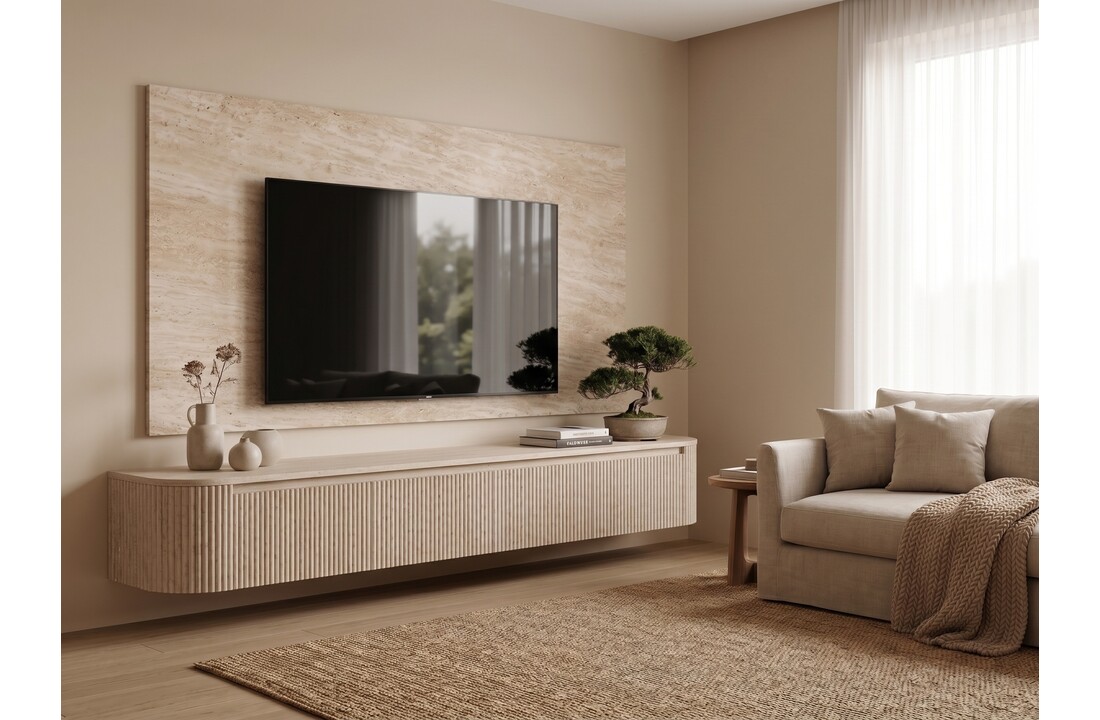 TV-Decorplaat Travertin - Carrara - L200 x H122 x D1.8 cm