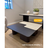 Salontafel Vento - Bruin Eiken - Keramiek (travertin look) - set van 2