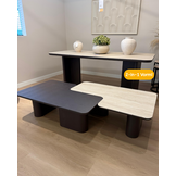Salontafel Vento - Bruin Eiken - Keramiek (travertin look) - set van 2