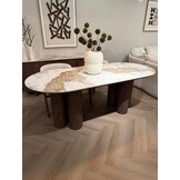 Eettafel Palermo - Bruin - Keramiek - (Marmerlook)