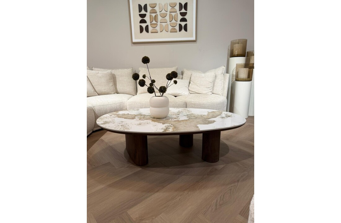 Salontafel Palermo - Bruin - Keramiek - (Marmerlook)
