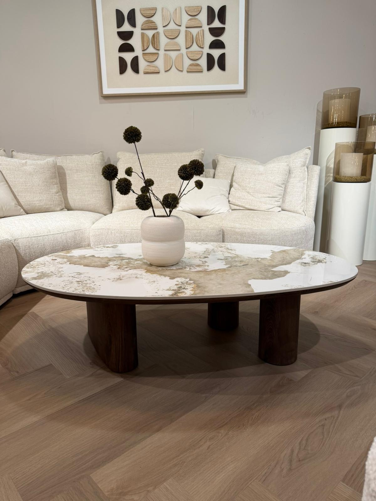 Salontafel Palermo - Bruin - Keramiek - (Marmerlook)