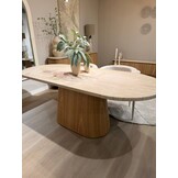 Eettafel Atlanta - Travertin marmer | Eiken