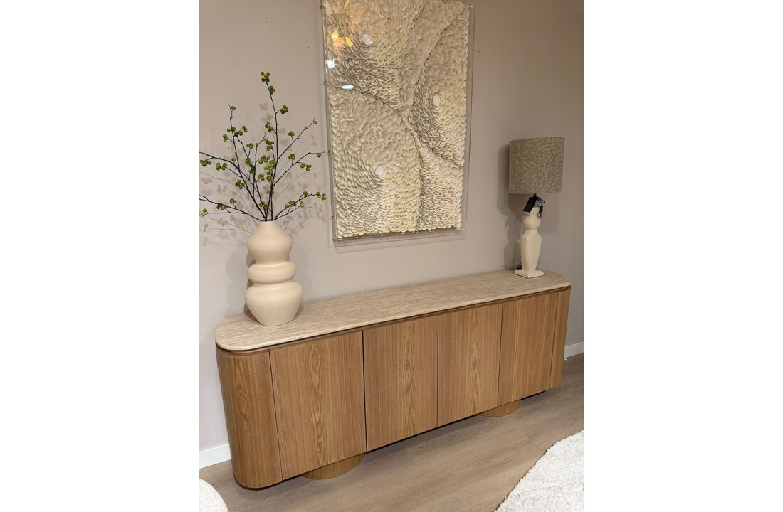 Dressoir - Atlanta - Travertin marmer | Eiken - L200 x B40 x H80 cm