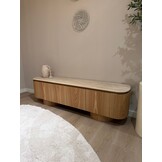 Tv-meubel - Atlanta - Travertin marmer | Eiken - L180 x B40 x H50 cm