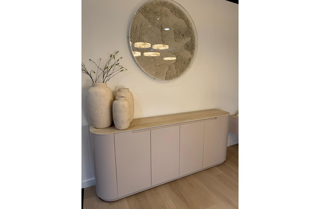 Dressoir Staand Como - Mat Beige - Keramiek (travertin look) - 200x40x80 cm