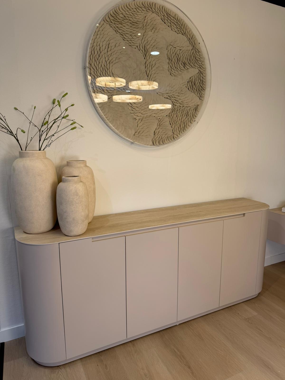 Dressoir Staand Como - Mat Beige - Keramiek (travertin look) - 200x40x80 cm