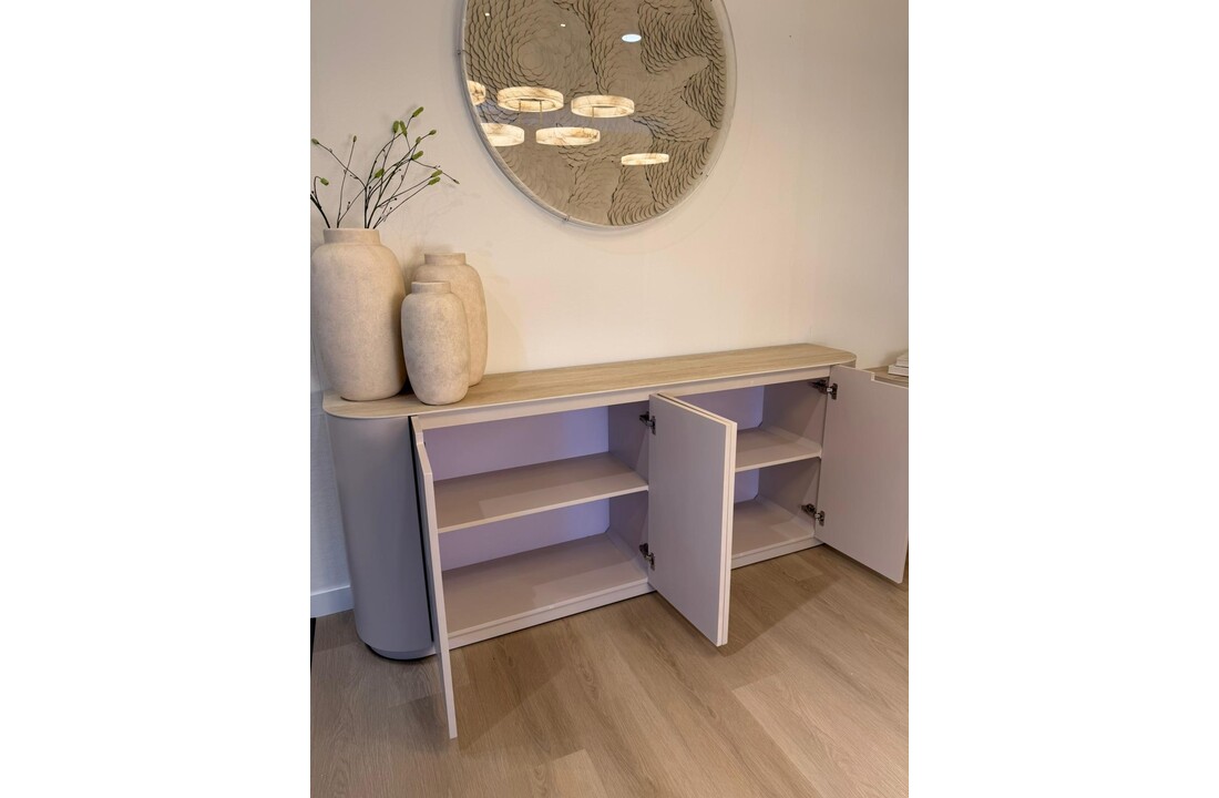 Dressoir Staand Como - Mat Beige - Keramiek (travertin look) - 200x40x80 cm