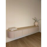 Tv-meubel Zwevend Como - Mat Beige - Keramiek (travertin look) - 200x36x30 cm
