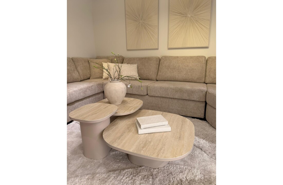 Salontafel Como -  Mat Beige - Keramiek (travertin look) - Set van 3