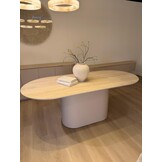 Eettafel Como -  Mat Beige - Keramiek (travertin look) - ovaal