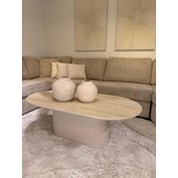 Salontafel Como -  Mat Beige - Keramiek (travertin look) - Ovaal