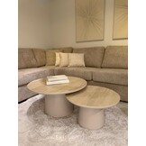 Eettafel Como -  Mat Beige - Keramiek (travertin look) - Set van 2