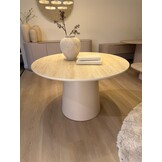 Eettafel Como -  Mat Beige - Keramiek (travertin look) - rond - Ø120x76 cm