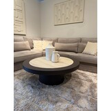 Salontafel Vento - Bruin Eiken - Keramiek (travertin look) - Rond - Ø 100 x H38 cm