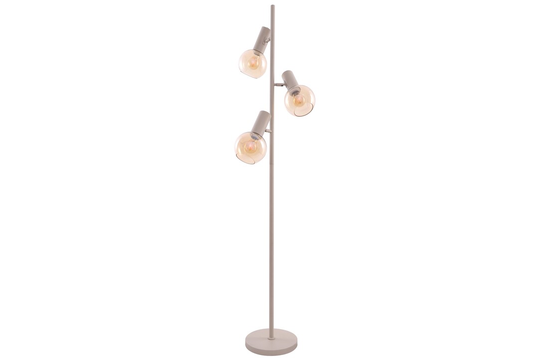 Vloerlamp Aura  - Beige - 3 lichts - Amber glas