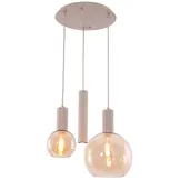 Hanglamp Aura  - Beige - 3 lichts - Rond - Amber glas