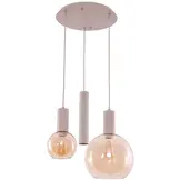 Hanglamp Aura  - Beige - 3 lichts - Rond - Amber glas