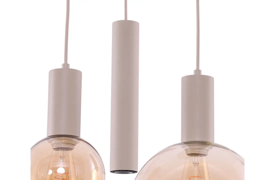Hanglamp Aura  - Beige - 3 lichts - Rond - Amber glas