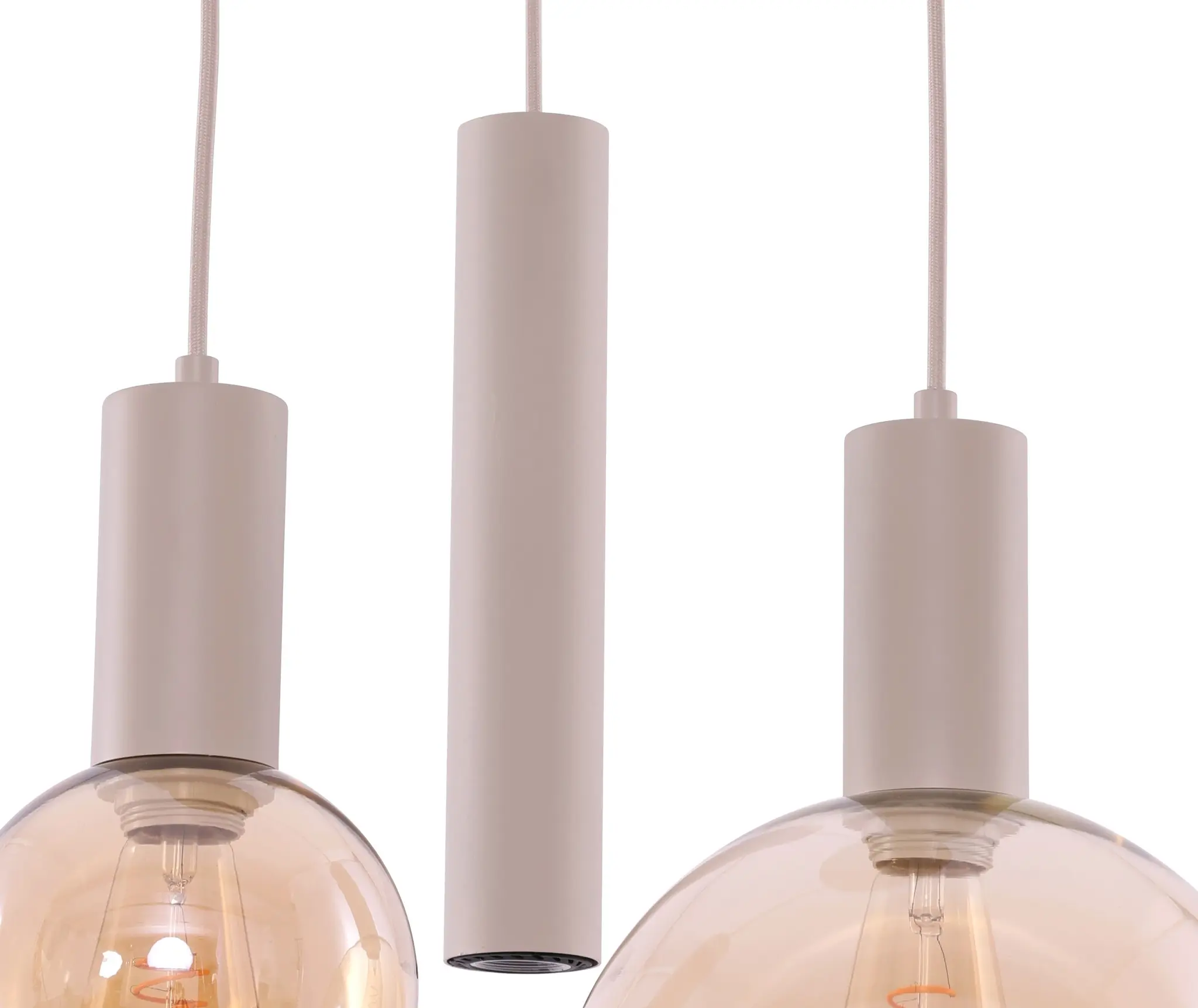 Hanglamp Aura  - Beige - 3 lichts - Rond - Amber glas
