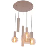 Hanglamp Aura  - Beige - 5 lichts - Rond - Amber glas