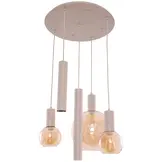 Hanglamp Aura  - Beige - 5 lichts - Rond - Amber glas