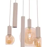 Hanglamp Aura  - Beige - 5 lichts - Rond - Amber glas