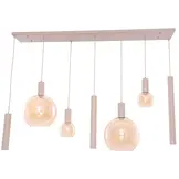 Hanglamp Aura  - Beige - 7 lichts  - Rechthoekig - Amber glas