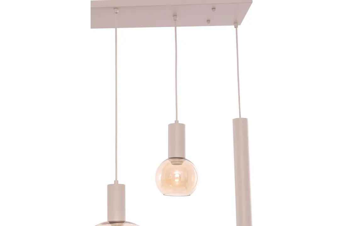 Hanglamp Aura  - Beige - 7 lichts  - Rechthoekig - Amber glas