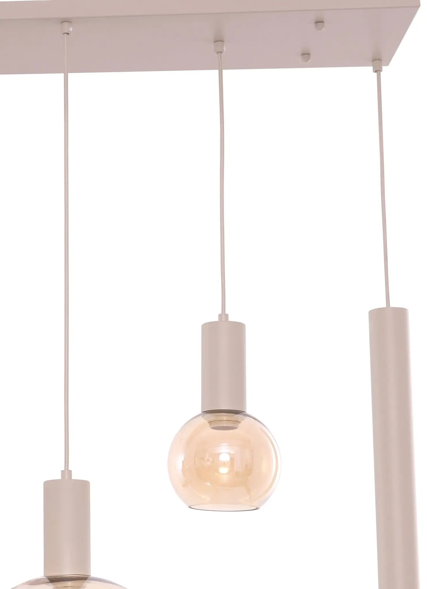 Hanglamp Aura  - Beige - 7 lichts  - Rechthoekig - Amber glas
